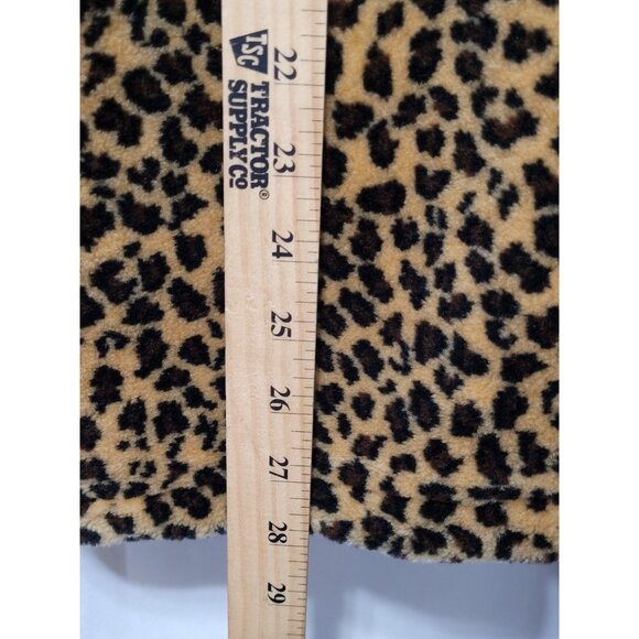 Vtg Ocean East Fleece Jacket Women’s M Leopard Print Faux Fur Collar Zip Up - Picture 11 of 15